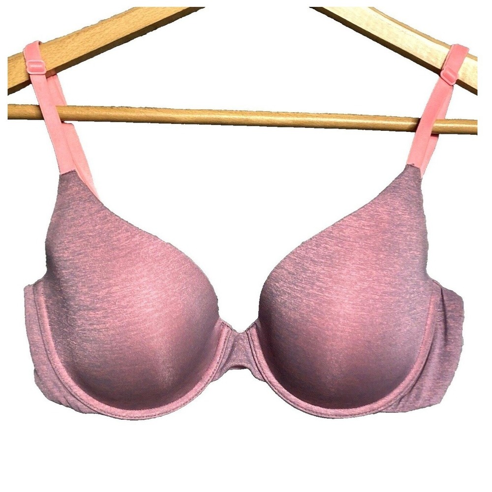 Victoria Secret Uplift Shimmer Semi Demi Bra 32D Push Up Purple Pink Underwire